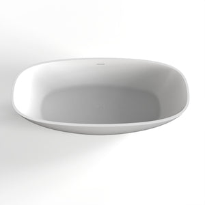 Soaking Bathtub, Freestanding, Solid Surface - Matte White