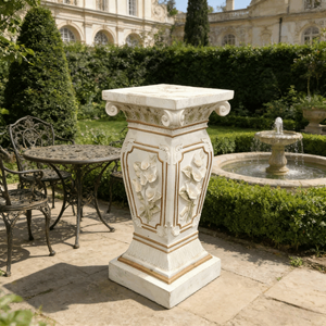 22.05" H x 9.06" W European Style Floral Carved Roman Column Pedestal