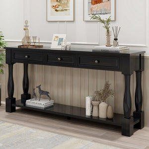 TREXM 63" Long Console Table with Drawers and Shelf