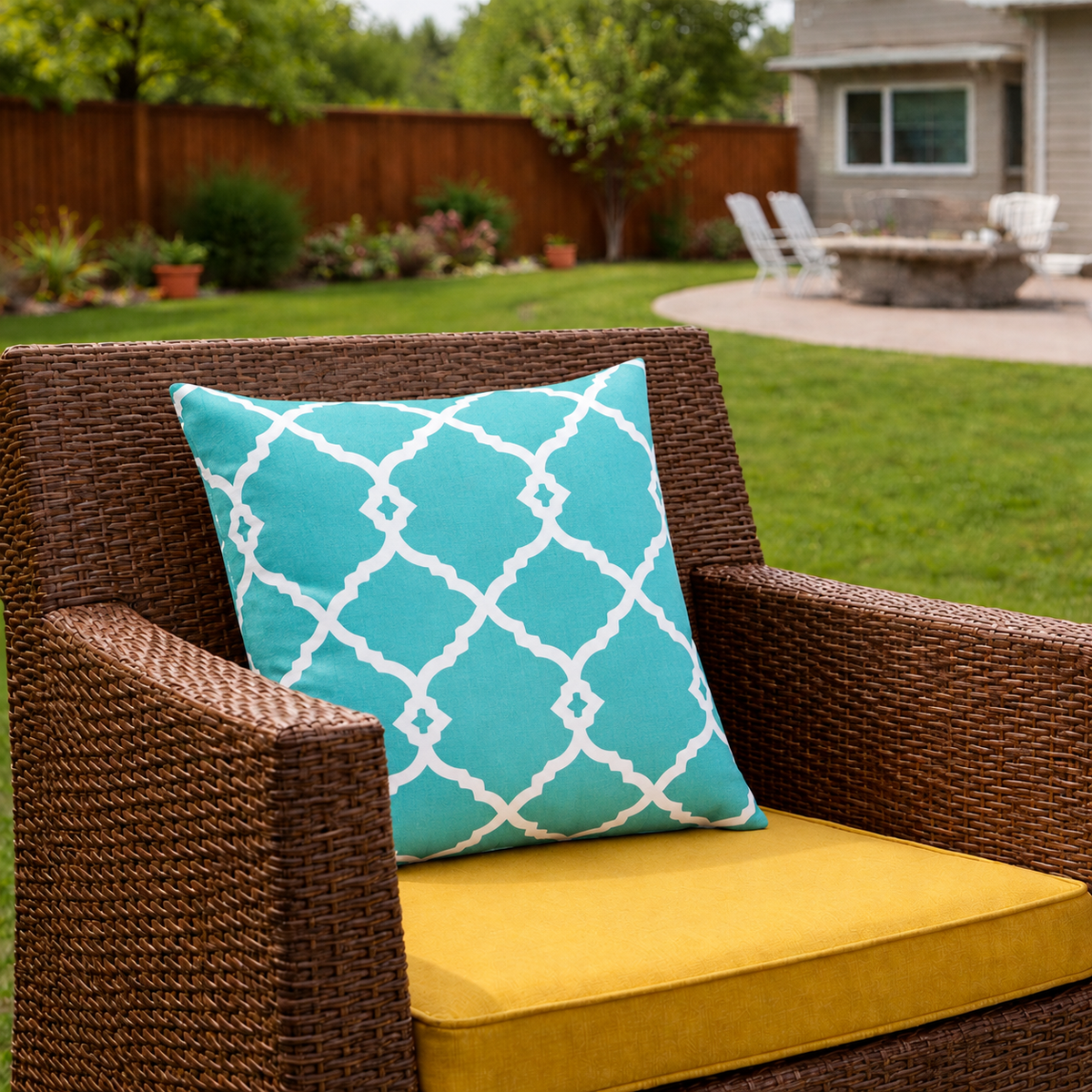 2 Pack Outdoor Pillow Covers in Aqua Moroccan