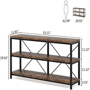 Console Table With 3-Tier Storage Shelves Finish, Slim Narrow Design