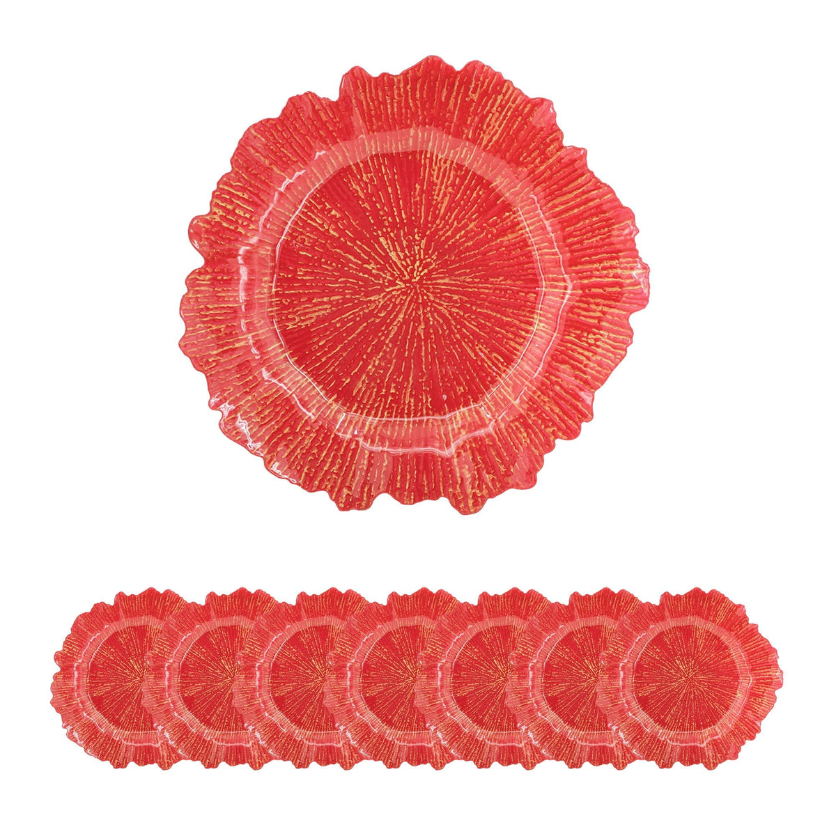 Plastic Charger Plate (Set of 8) with Elegant Design - Black, Green, or Red