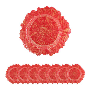 Plastic Charger Plate (Set of 8) with Elegant Design - Black, Green, or Red