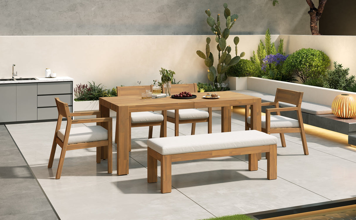 TREXM Patio Dining Table Set for 6 with Umbrella Hole