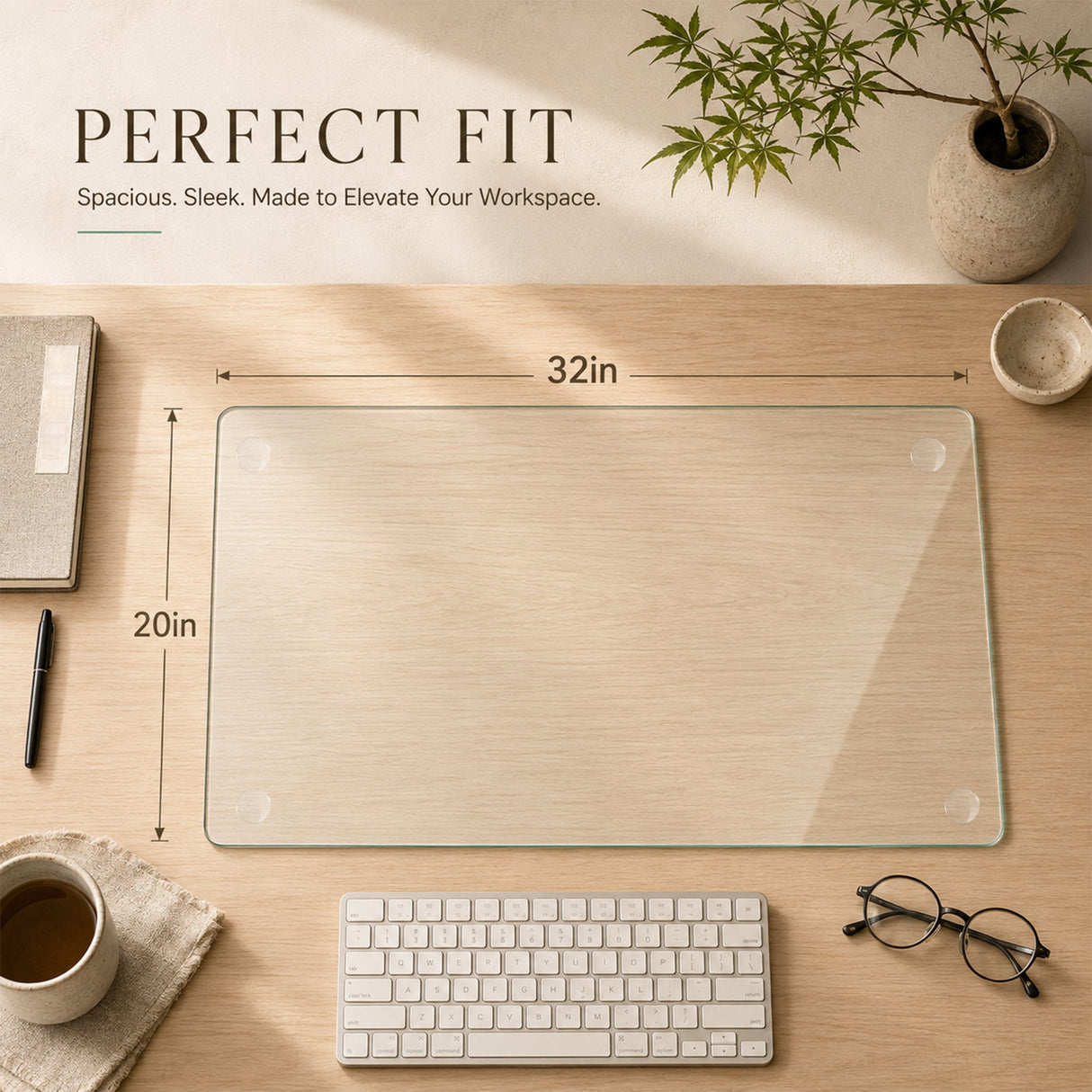 Clear Tempered Glass Table Mat - 20X32 Inch
