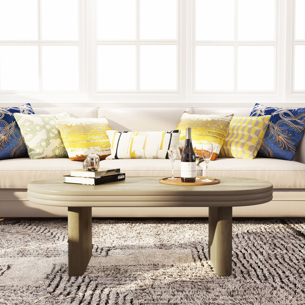Oval Fluted Coffee Table - Natural