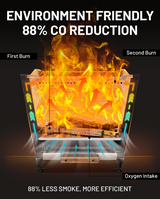 Smokeless Fire Pit with Fireproof Mat, 20" Barrel Style Portable Wood Burning Firepit, Black