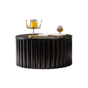 Round Coffee Table With Lift Handcrafted Relief