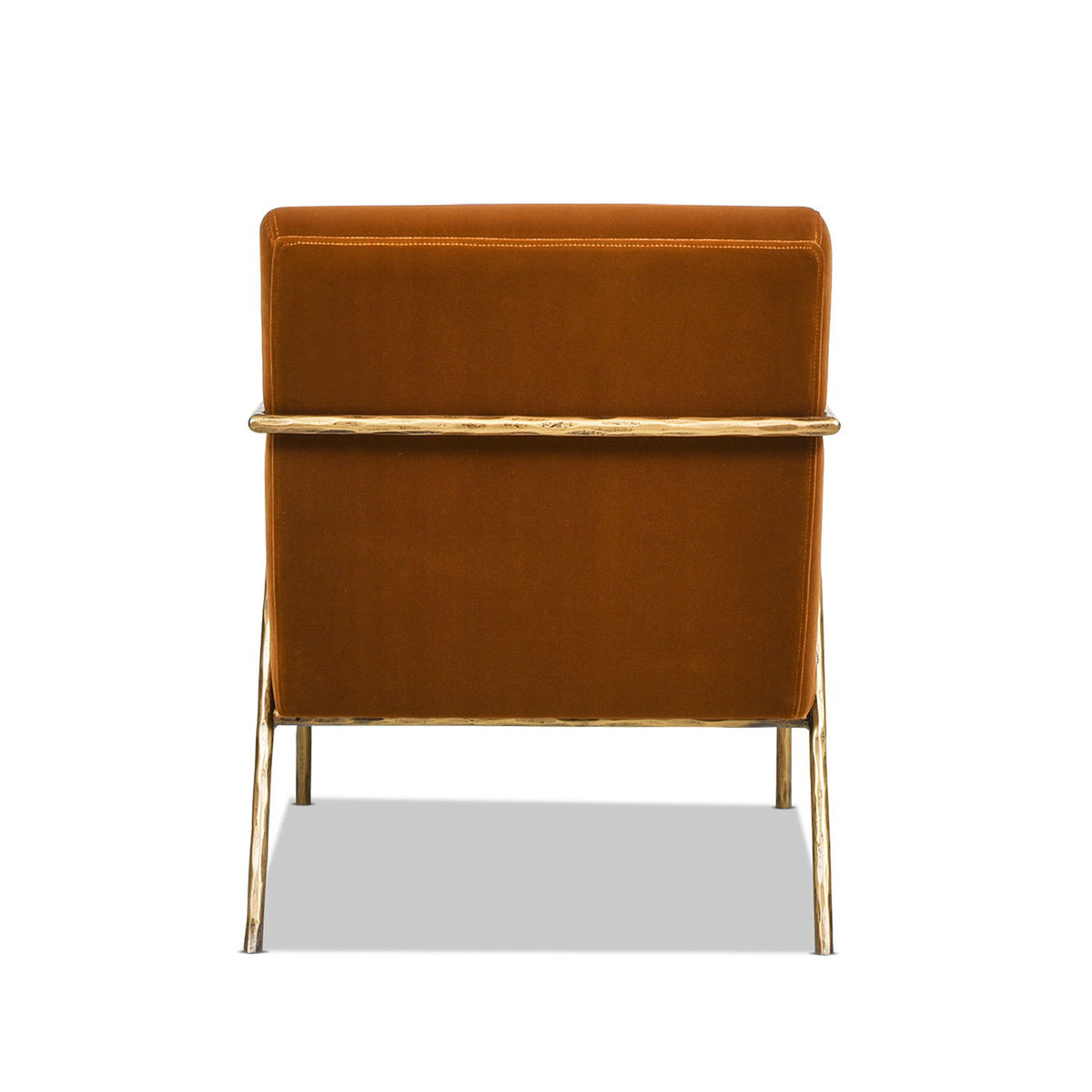 Hammered Brass Upholstered Accent Arm Chair with Performance Upholstery - Orange or Dark Green