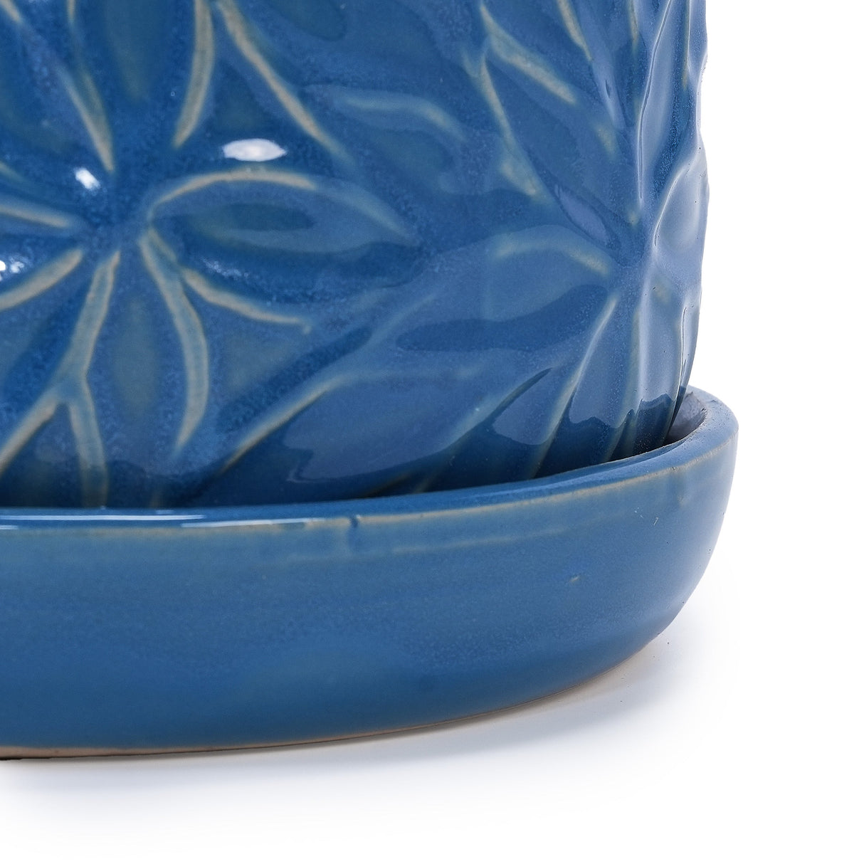 Set of 2 Ceramic Flowerpot, 7' Modern Planter for Patio, Garden, Windowsill - Navy Blue
