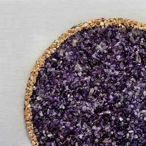 Elegant Shadow Box Duo Wall Art with Purple Amethyst Crystals - Neutral/Gold