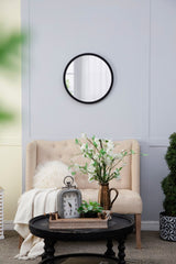 Circle Wall Mirror With Wooden Frame for Living Room