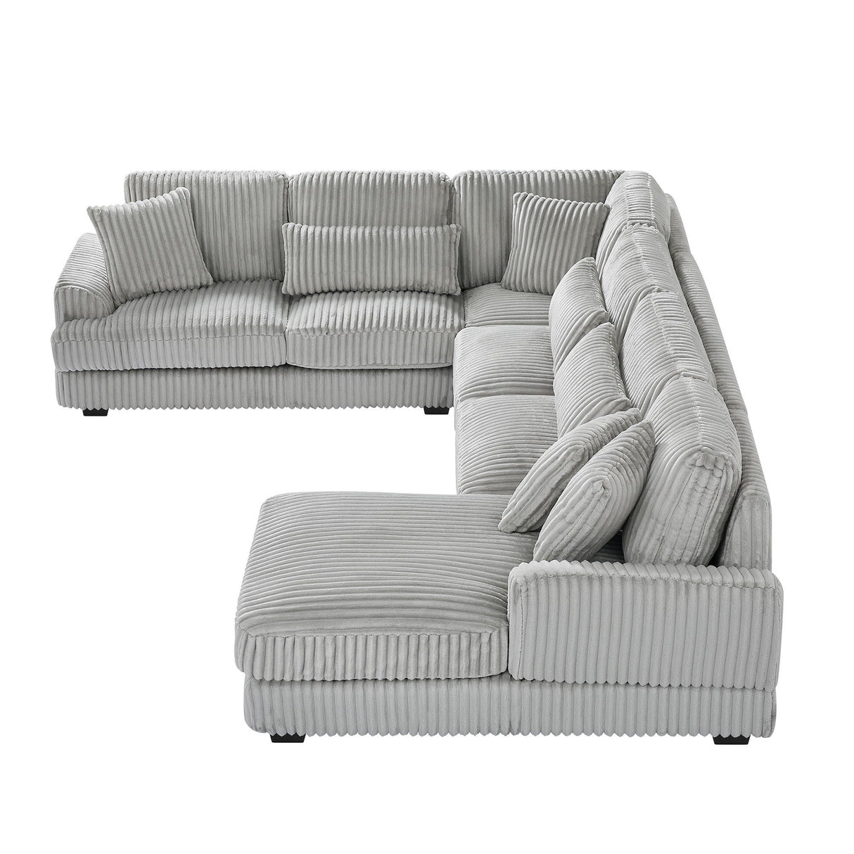 U - Shaped Sectional Sofa With Chaise Lounge, Oversized Living Room Sofa - Gray