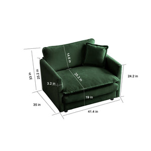 2-Piece Upholstered Sectional Sofa Set in Green Chenille
