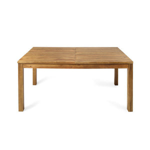 7 Pieces Acacia Wood Outdoor Dining Set with Blue Cushions
