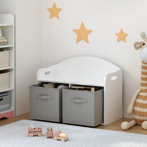 Toy Box Bench With Collapsible Drawers, Storage Cabinet Organizer - White