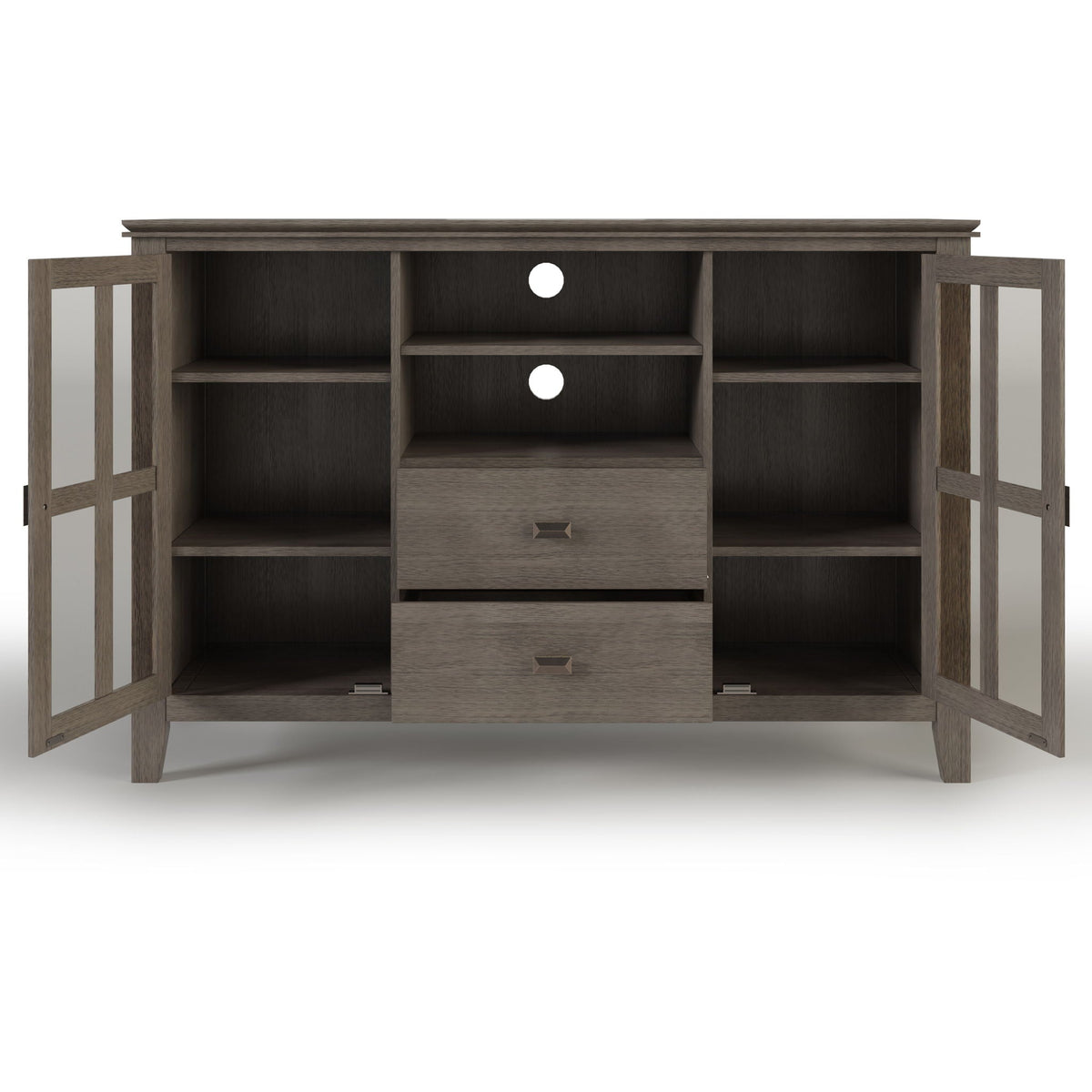 Handcrafted Tall TV Media Stand with Glass Doors and Storage - Multiple Colors