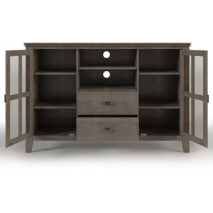 Handcrafted Tall TV Media Stand with Glass Doors and Storage - Multiple Colors