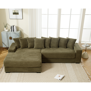 Oversized Two-Piece Corduroy Sofa with Left Chaise Daybed