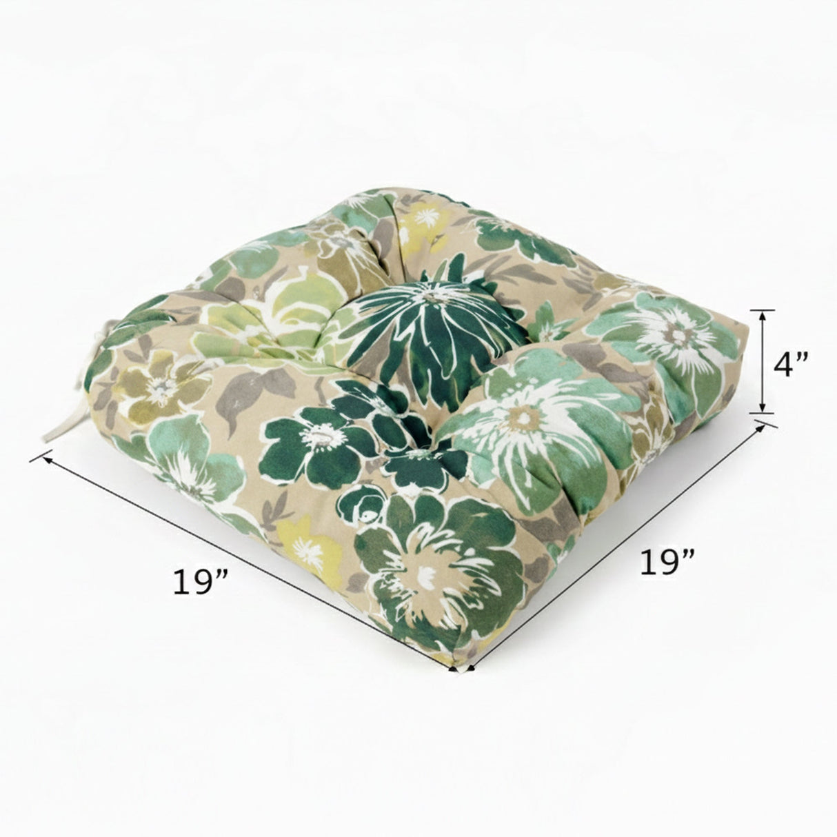 Outdoor Chair Cushions Set of 2, 19 x 19 x 4 Inch Tufted Seat Cushions