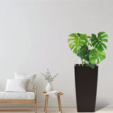 Pack of 2 Brown 22-Inch Faux Rattan Square Planters with Automatic Watering System