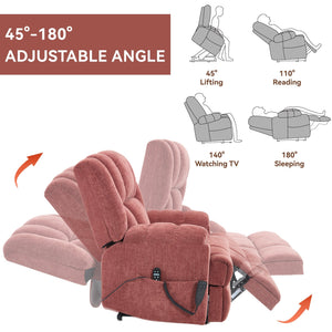 Dual Motor Heat Massage Electric Power Lift Recliner with Smooth Lift - Red or Blue