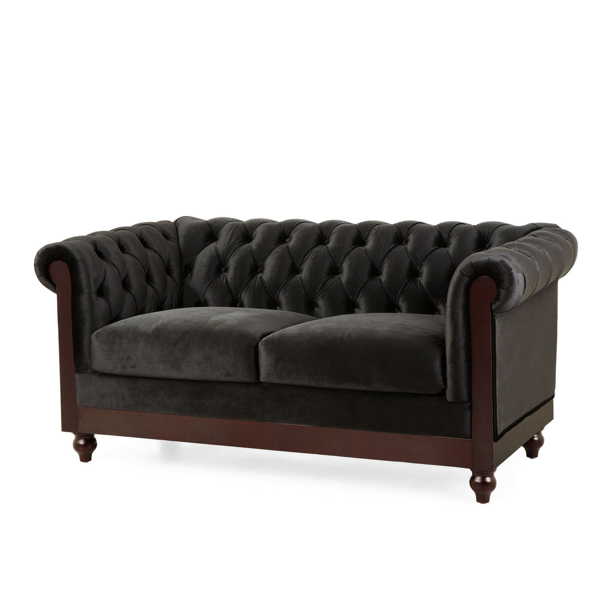 Chesterfield Loveseat Sofa, 2 Person Rolled Arm Upholstered Couch