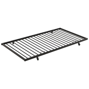 Full Over Full Modern Metal Bunk Bed With Trundle - Black