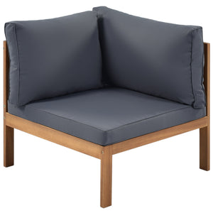 GO Wood Structure Outdoor Sofa Set with Gray Cushions