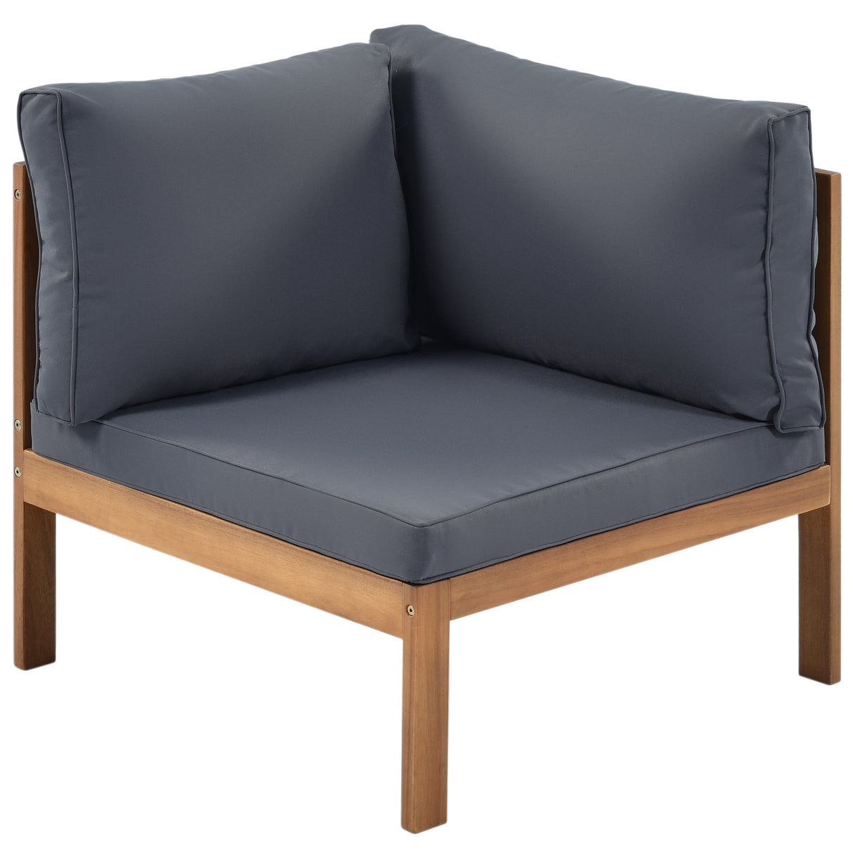 GO Wood Structure Outdoor Sofa Set with Gray Cushions