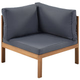 GO Wood Structure Outdoor Sofa Set with Gray Cushions