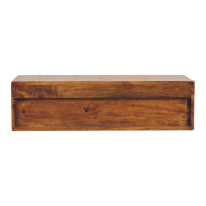 Solid Wood Lunar Wall-Mounted Media Unit, 2-Drawers, Chestnut