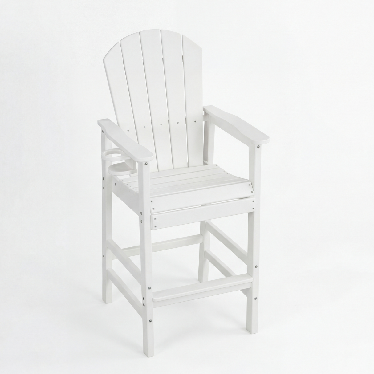 HDPE Bar Height Adirondack Patio Chair with Cup Holder and Armrests