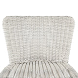 Lymington Outdoor Bar Stool Set of 2, Teak Finished Wood with Light Grey Wicker