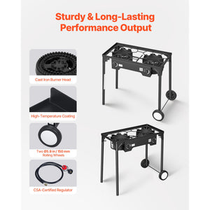 2 Burner Outdoor Propane Gas Stove, 150,000 BTU