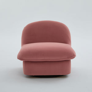 Pumpkin Shaped Swivel Accent Chair, 360 Degree Rotation For Living Room