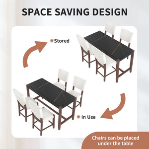 5 Piece Counter Height Dining Set, Bar Table With 4 Upholstered Chairs