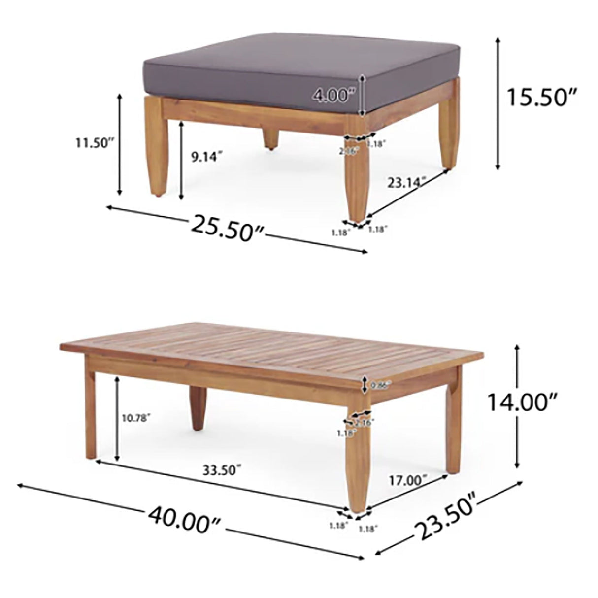 Urbanek Acacia Wood Outdoor Conversation Set - Teak