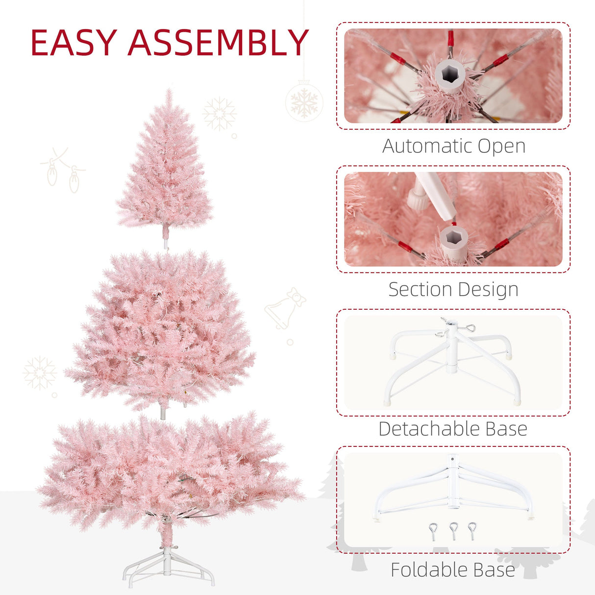 HOMCOM 6' Tall Prelit Christmas Tree