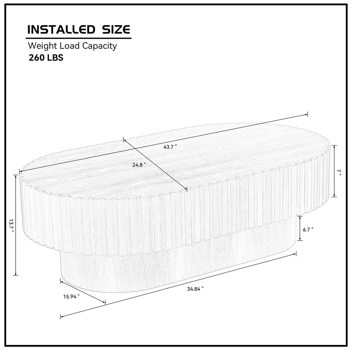 43.7 Inch Modern Handcrafted Drum Coffee Table