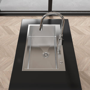 Stainless Steel Kitchen Sink, 30″x19″ Single Bowl, Overmount, Brushed Nickel