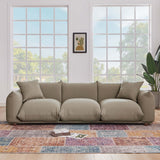 Kely Modern 100'' Mocha Boucle Upholstered Sofa with Solid Wood Legs