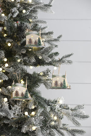 Cardboard Lit Tent Christmas Ornaments Set of 6 - Multicolor