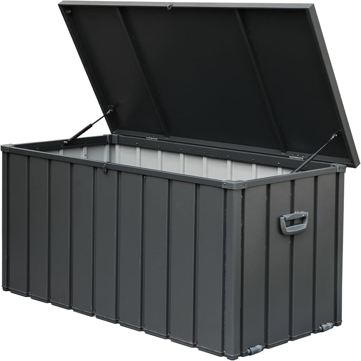 160 gallon outdoor storage deck box waterproof, large patio storage bin for outside cushions, throw pillows, garden tools, lockable (dark gray)