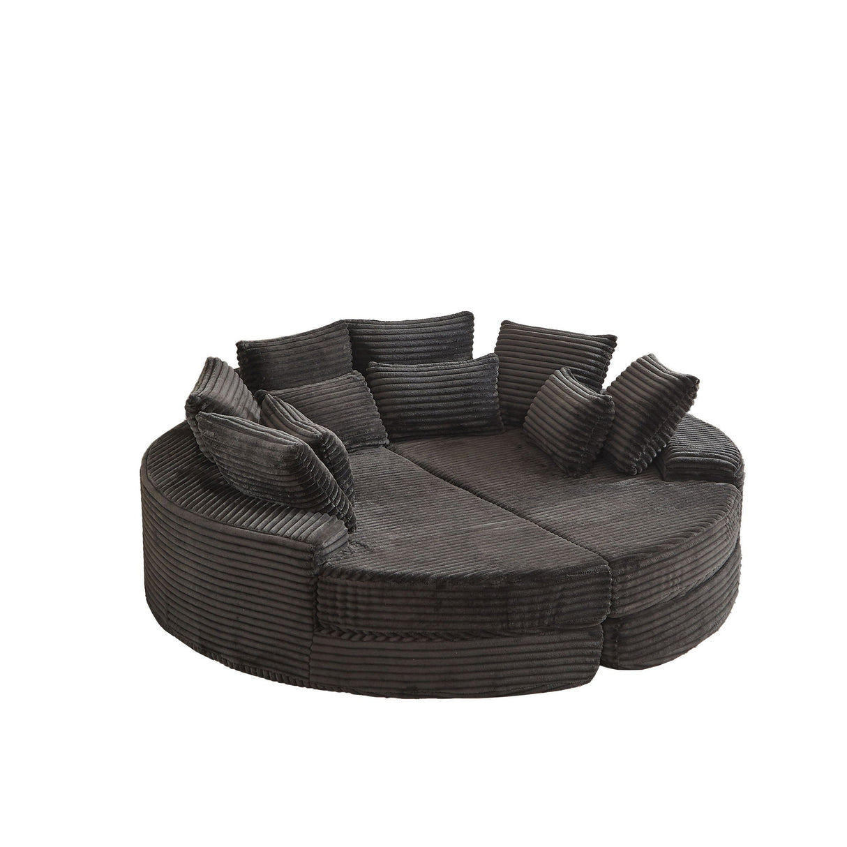 Round Oversized Sofa Bed With 5 Throw Pillows