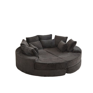 Round Oversized Sofa Bed With 5 Throw Pillows