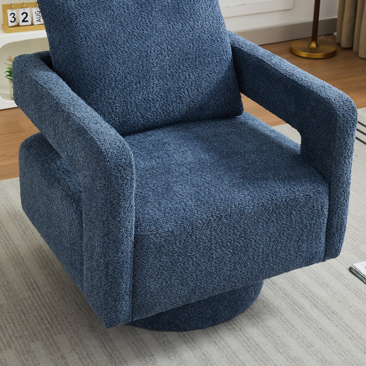 Stonewell Square Swivel Accent Chair with Open Back