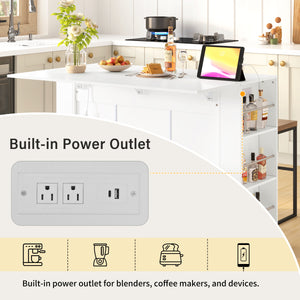 U-Style 47.2" Counter Height Table with Foldable Top & Power Outlet