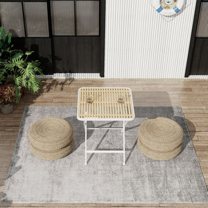 Modern Folding Square Table, Waterproof and Wear Resistant - Apricot / White