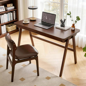100% Solid Rubber Wood Computer Desk, Retro